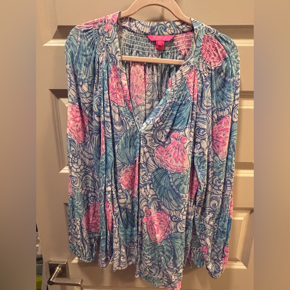 Lilly Pulitzer Blue and Pink Blouse
